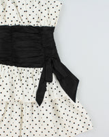 Vintage 1980s Positively Ellyn Union Made In USA Polka Dot Tired Ruched Waist Dress - S