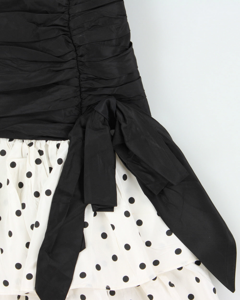 Vintage 1980s Positively Ellyn Union Made In USA Polka Dot Tired Ruched Waist Dress - S