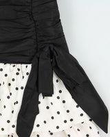 Vintage 1980s Positively Ellyn Union Made In USA Polka Dot Tired Ruched Waist Dress - S