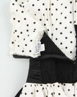 Vintage 1980s Positively Ellyn Union Made In USA Polka Dot Tired Ruched Waist Dress - S
