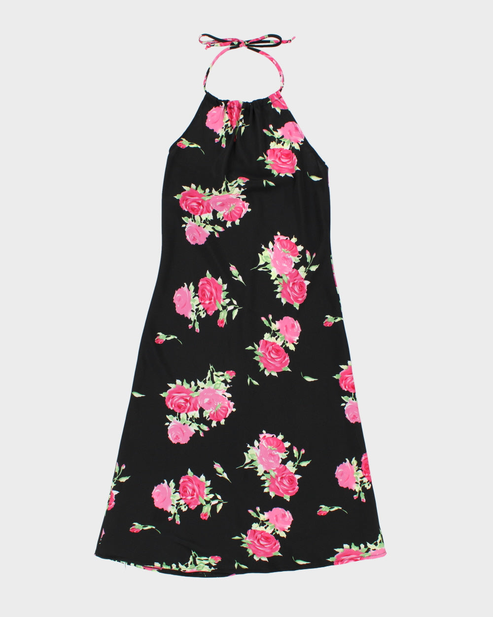 Vintage 1990s Dynamite Floral Halter Neck Midi Dress - S