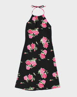 Vintage 1990s Dynamite Floral Halter Neck Midi Dress - S