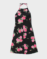 Vintage 1990s Dynamite Floral Halter Neck Midi Dress - S