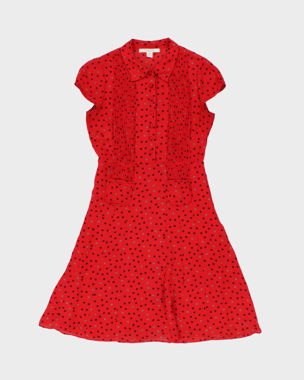 Vintage 2000s Nougat Polka Dot Silk Cap Sleeve Dress - S