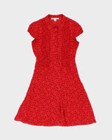 Vintage 2000s Nougat Polka Dot Silk Cap Sleeve Dress - S