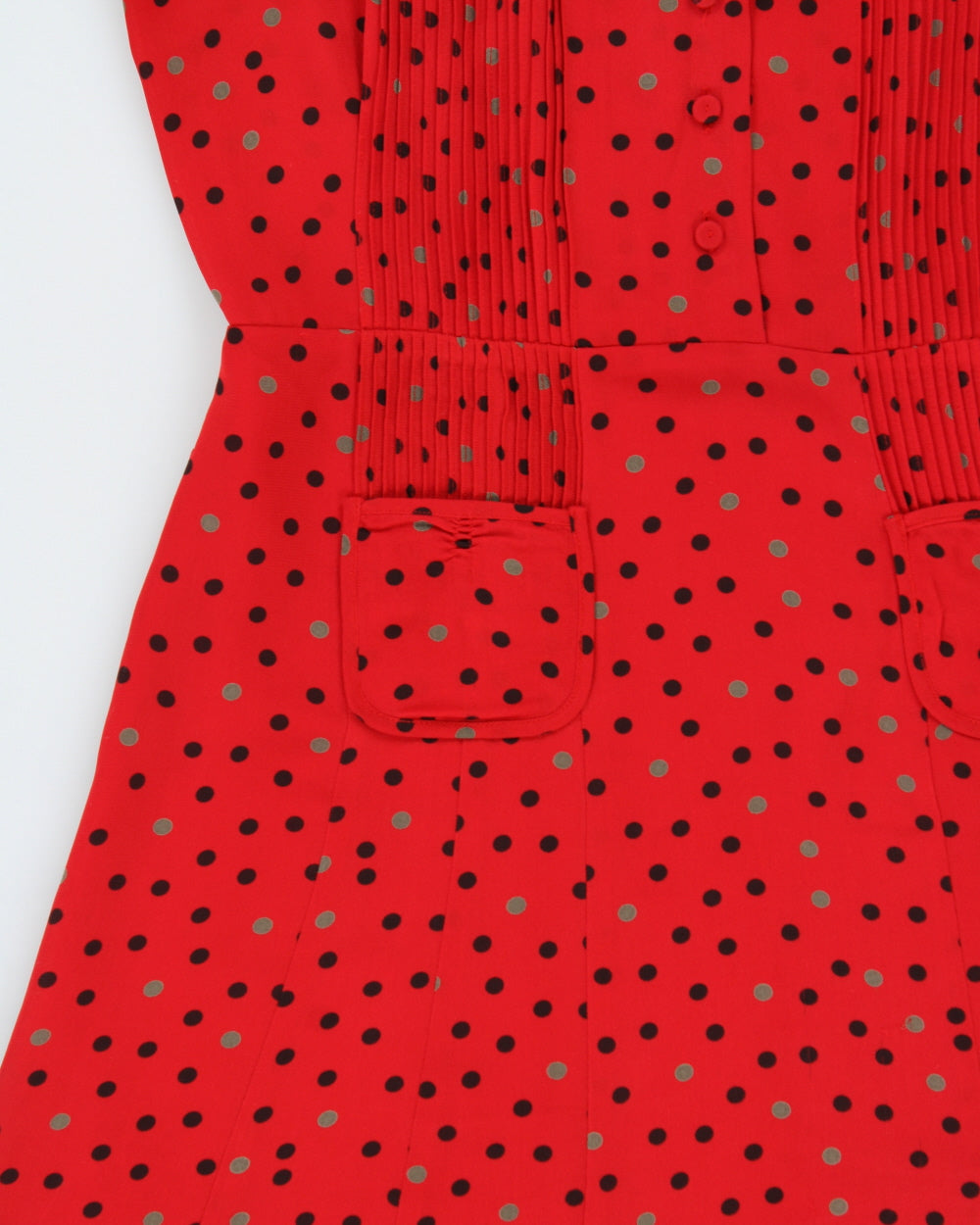 Vintage 2000s Nougat Polka Dot Silk Cap Sleeve Dress - S
