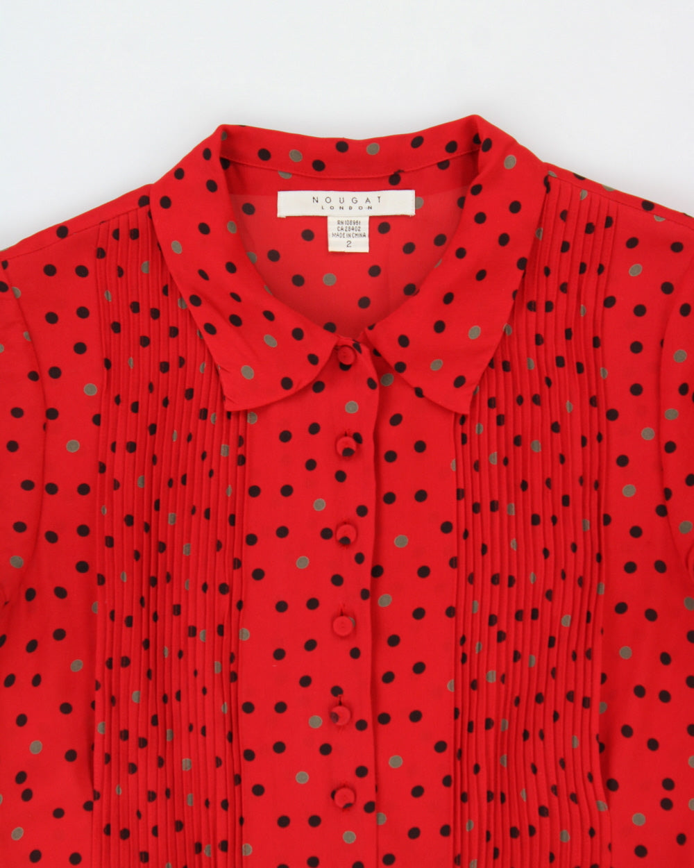 Vintage 2000s Nougat Polka Dot Silk Cap Sleeve Dress - S