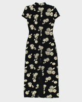 Vintage 1980s Joseph Ribkoff High Neck Keyhole Shoulder Pad Maxi Dress - S