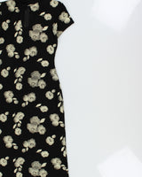 Vintage 1980s Joseph Ribkoff High Neck Keyhole Shoulder Pad Maxi Dress - S