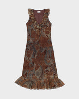 Vintage 1990s San Joy Paisley Pattern Ruffle Hem Dress - XS