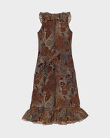 Vintage 1990s San Joy Paisley Pattern Ruffle Hem Dress - XS