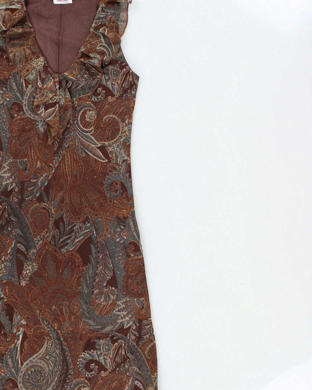 Vintage 1990s San Joy Paisley Pattern Ruffle Hem Dress - XS