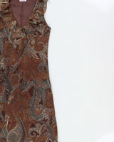 Vintage 1990s San Joy Paisley Pattern Ruffle Hem Dress - XS