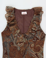 Vintage 1990s San Joy Paisley Pattern Ruffle Hem Dress - XS