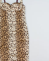 Vintage Y2k 2000s Costa Blanca Leopard Print Satin Bustier Dress - S