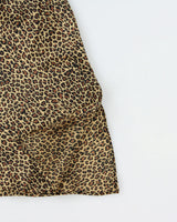 Vintage 1990s  La Vie En Rose Leopard Print Satin Backless Slip Dress - M