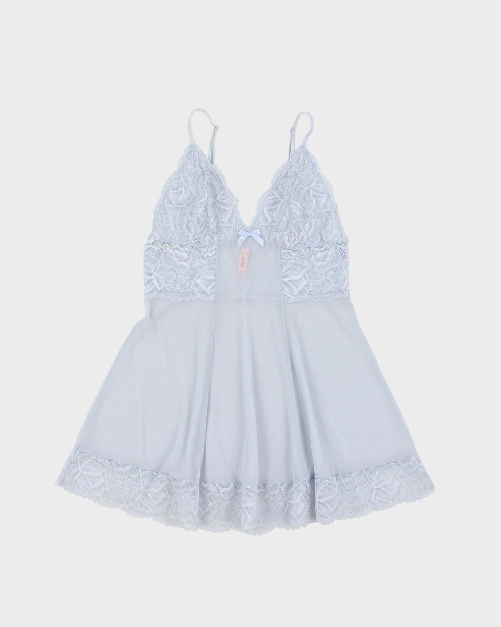 Vintage Y2k 2000s La Vie En Rose Lace Trim Mesh Slip Dress - M