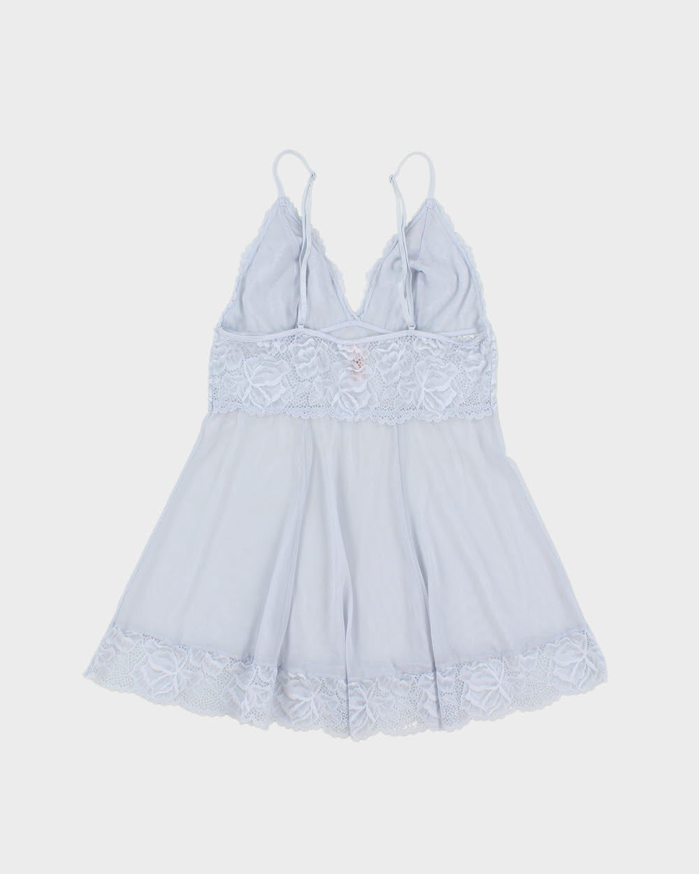 Vintage Y2k 2000s La Vie En Rose Lace Trim Mesh Slip Dress - M