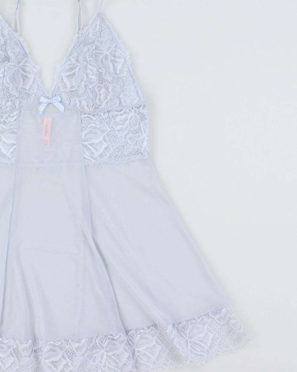 Vintage Y2k 2000s La Vie En Rose Lace Trim Mesh Slip Dress - M
