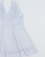 Vintage Y2k 2000s La Vie En Rose Lace Trim Mesh Slip Dress - M