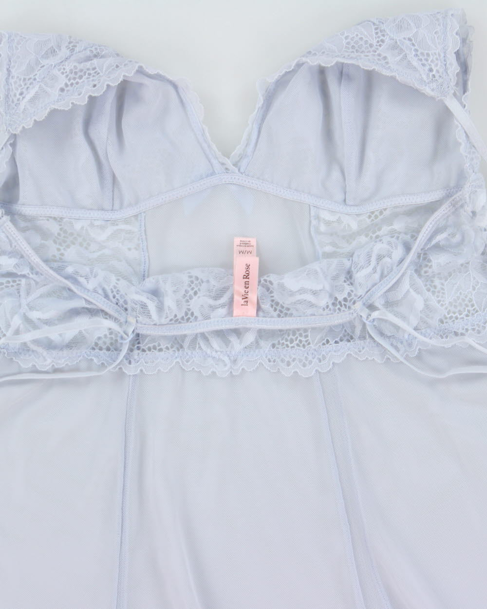 Vintage Y2k 2000s La Vie En Rose Lace Trim Mesh Slip Dress - M
