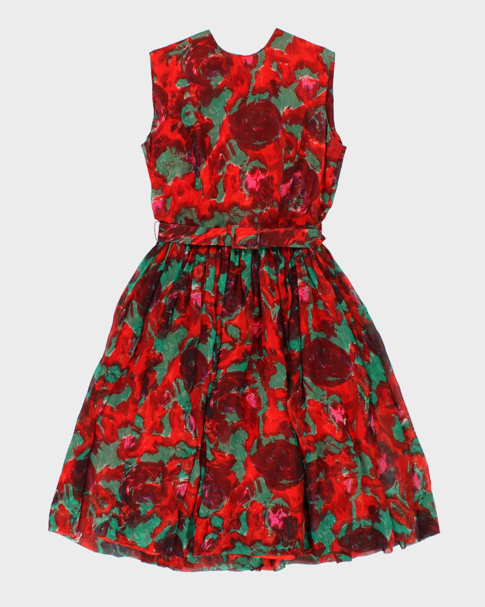 Vintage 1960s Cherida By Irvin Nadler Floral Belted Dress - M