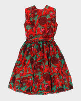 Vintage 1960s Cherida By Irvin Nadler Floral Belted Dress - M