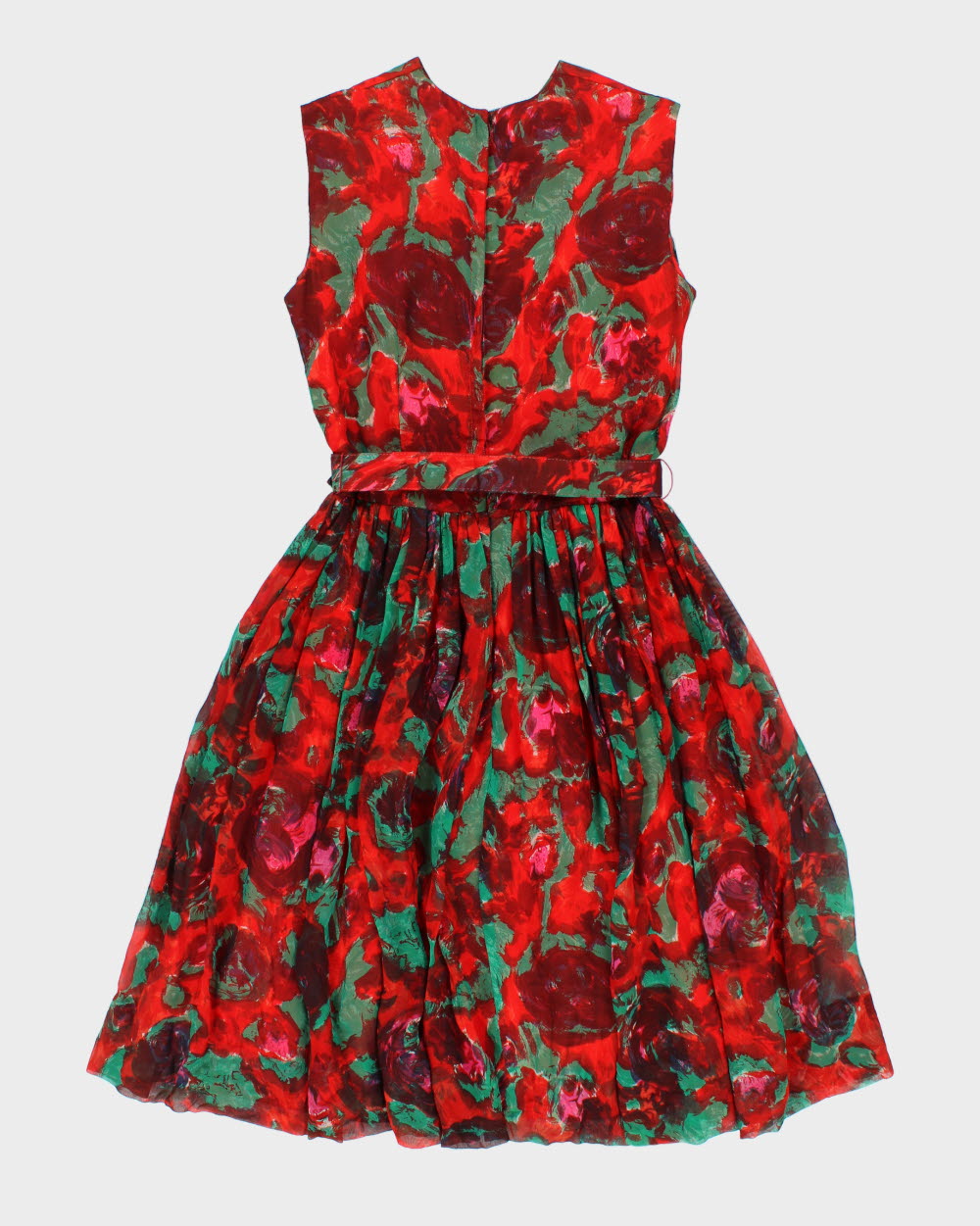 Vintage 1960s Cherida By Irvin Nadler Floral Belted Dress - M