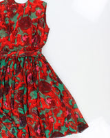 Vintage 1960s Cherida By Irvin Nadler Floral Belted Dress - M