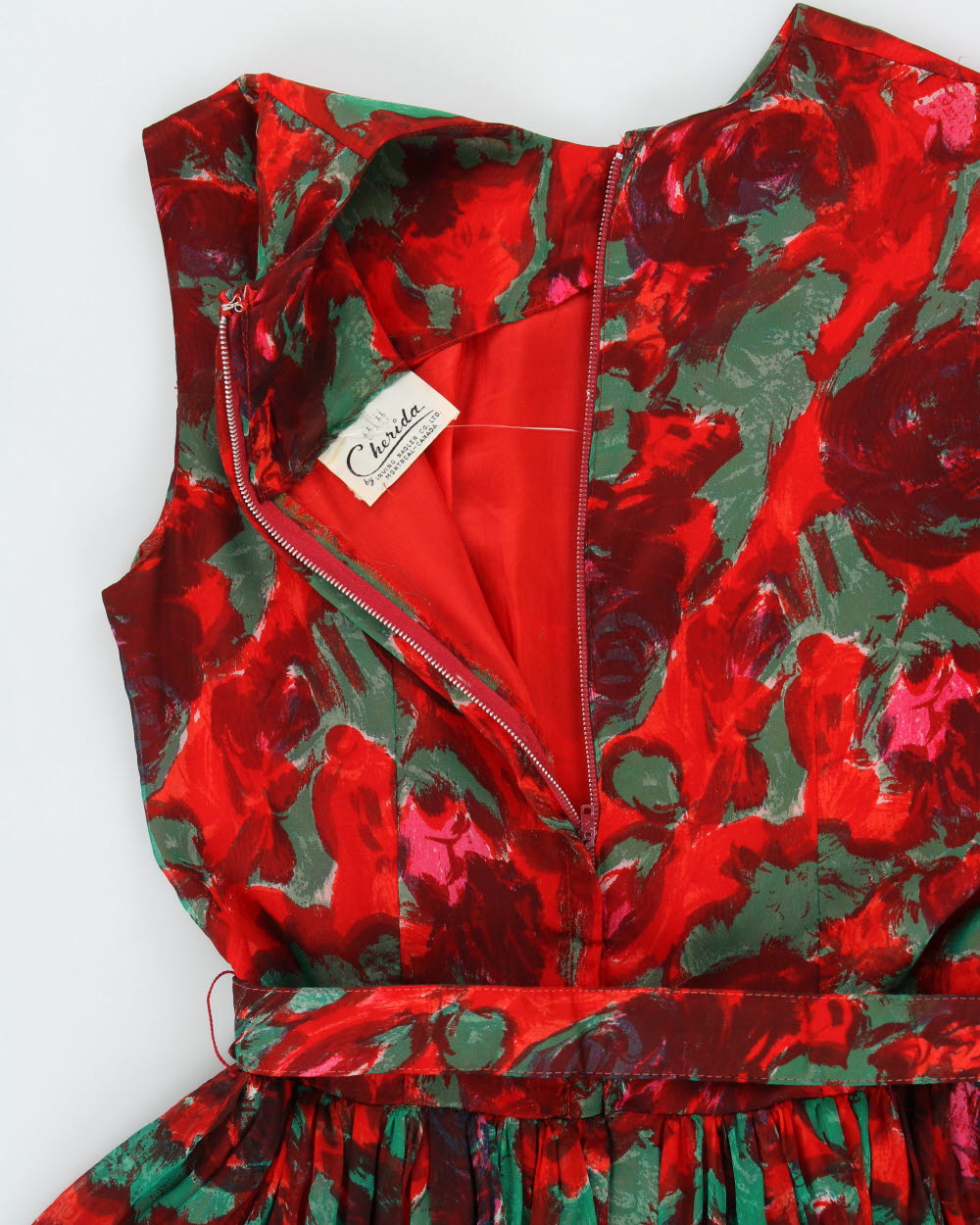 Vintage 1960s Cherida By Irvin Nadler Floral Belted Dress - M