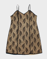 Vintage 1990s Gloria Vanderbilt Lace Overlay Slip Dress - L