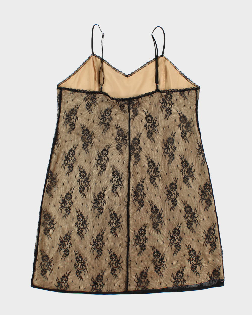 Vintage 1990s Gloria Vanderbilt Lace Overlay Slip Dress - L