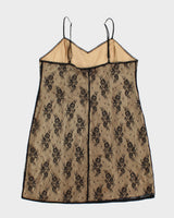 Vintage 1990s Gloria Vanderbilt Lace Overlay Slip Dress - L
