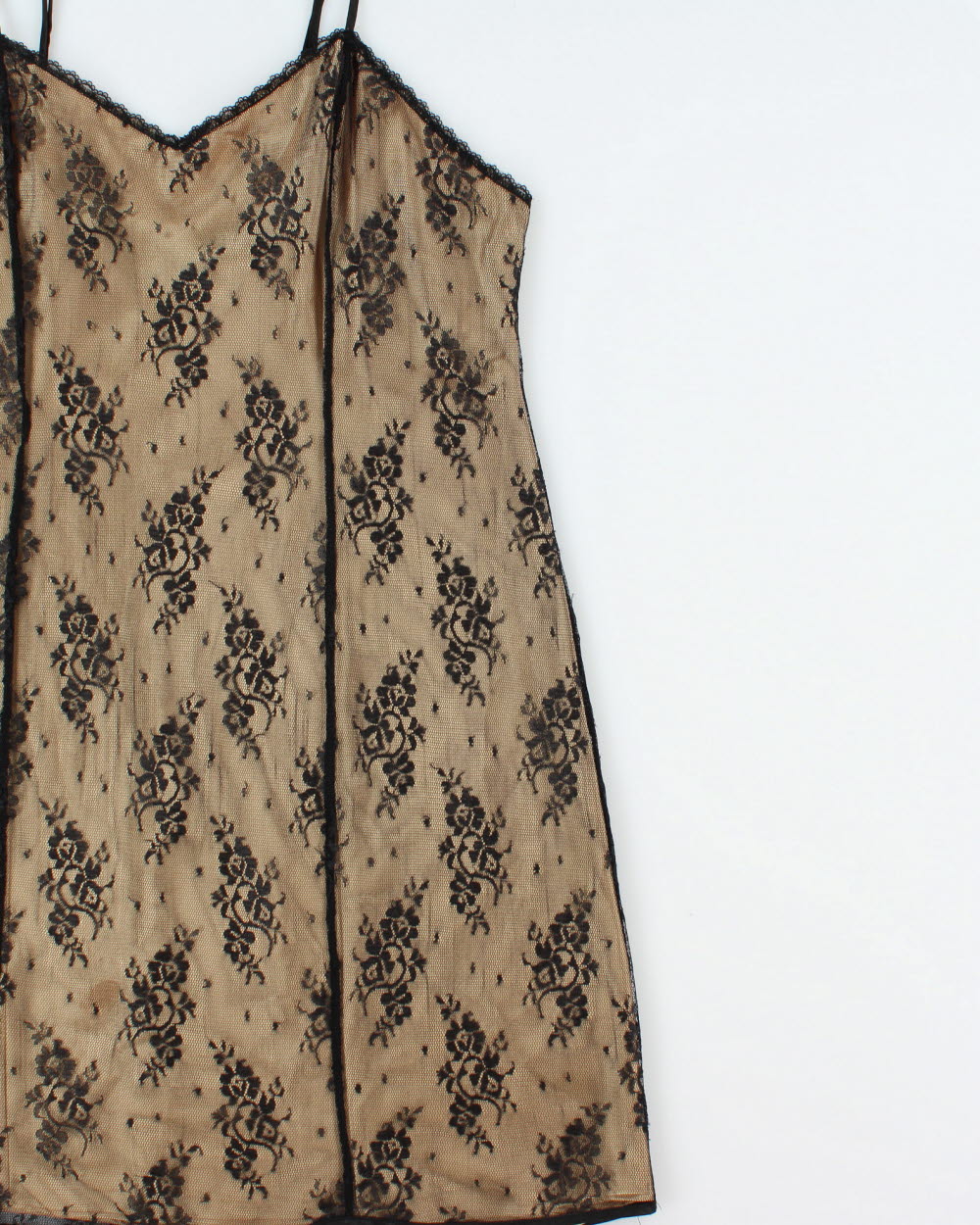 Vintage 1990s Gloria Vanderbilt Lace Overlay Slip Dress - L