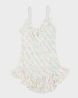 Vintage 1980s Silk &amp; Satin Sheer Paisley Pattern Slip Dress -M