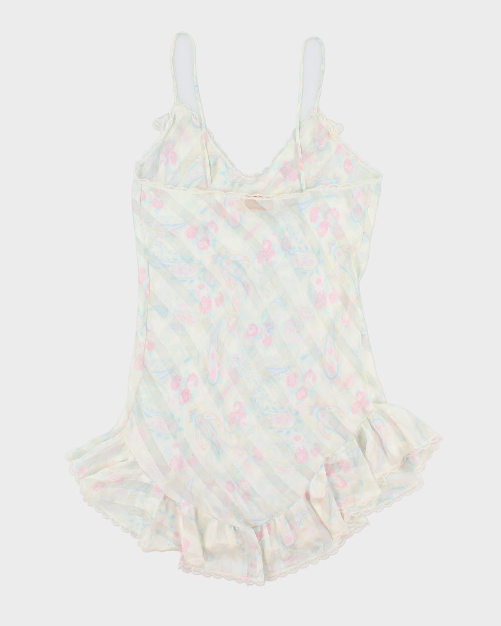 Vintage 1980s Silk &amp; Satin Sheer Paisley Pattern Slip Dress -M
