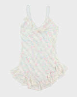 Vintage 1980s Silk &amp; Satin Sheer Paisley Pattern Slip Dress -M