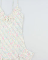 Vintage 1980s Silk &amp; Satin Sheer Paisley Pattern Slip Dress -M