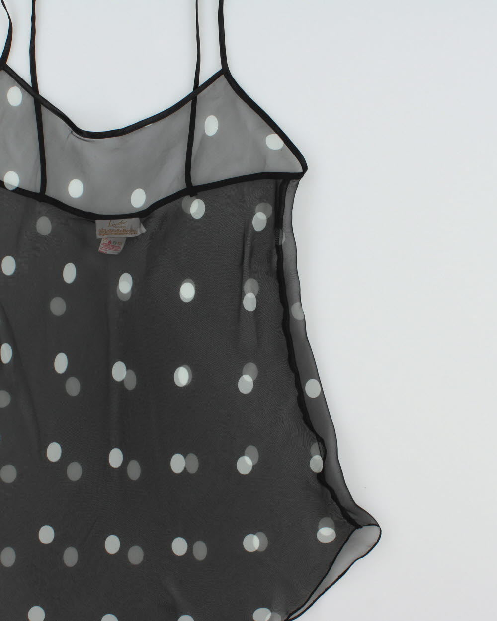 Vintage 1990s Linda For La Vie En Rose Polka Dot Mesh Slip Dress - M