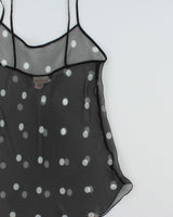 Vintage 1990s Linda For La Vie En Rose Polka Dot Mesh Slip Dress - M
