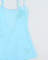 DSWT La Senza Embroidered Scoop Back Mesh Slip Dress - L