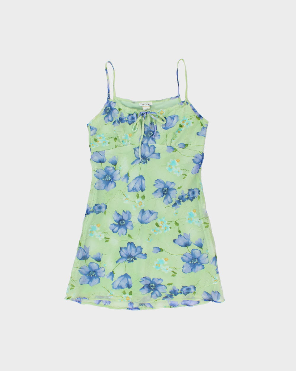 Vintage 1990s Sense Floral Crinkle Tie Detail Dress - M
