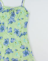 Vintage 1990s Sense Floral Crinkle Tie Detail Dress - M