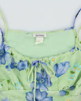 Vintage 1990s Sense Floral Crinkle Tie Detail Dress - M