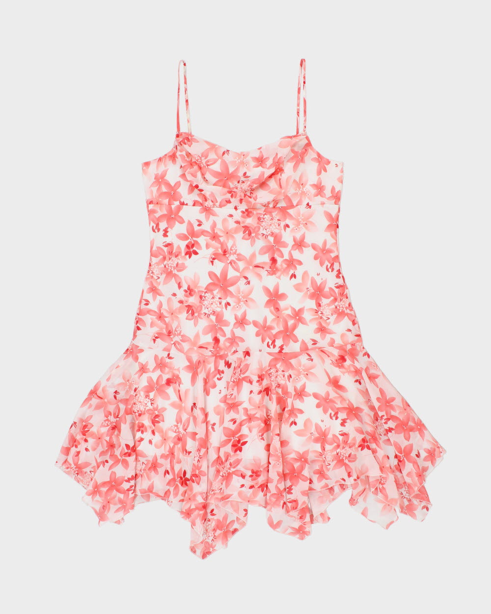 Vintage Y2K 2000s Jessica Cowl Neck Floral Drop Waist Dress - L