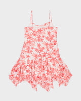 Vintage Y2K 2000s Jessica Cowl Neck Floral Drop Waist Dress - L