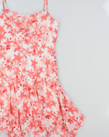 Vintage Y2K 2000s Jessica Cowl Neck Floral Drop Waist Dress - L