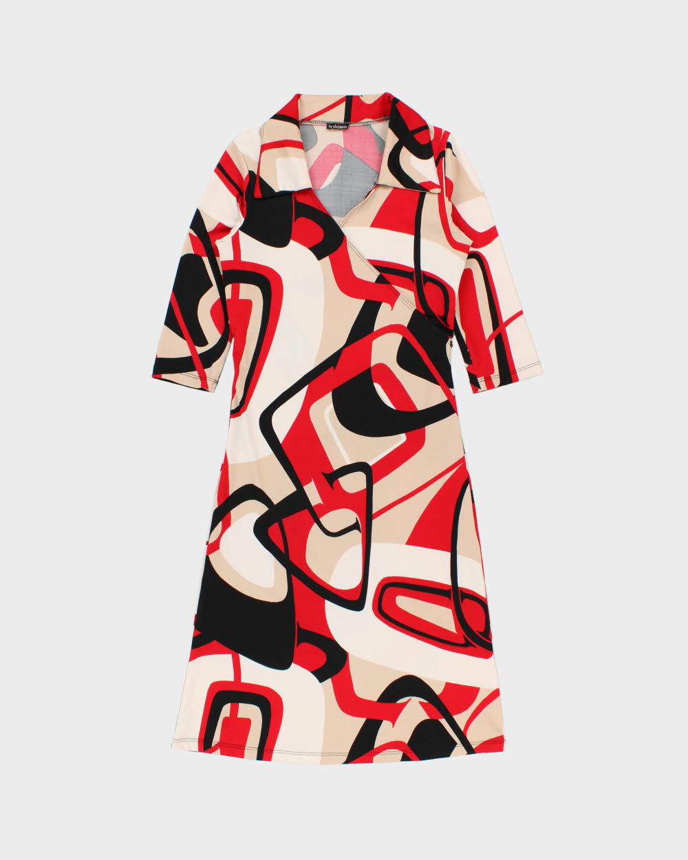 Vintage 1990s Le Chateau Wrap Style Collared 3/4 Length Sleeve Dress - M