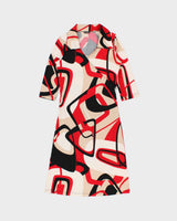 Vintage 1990s Le Chateau Wrap Style Collared 3/4 Length Sleeve Dress - M