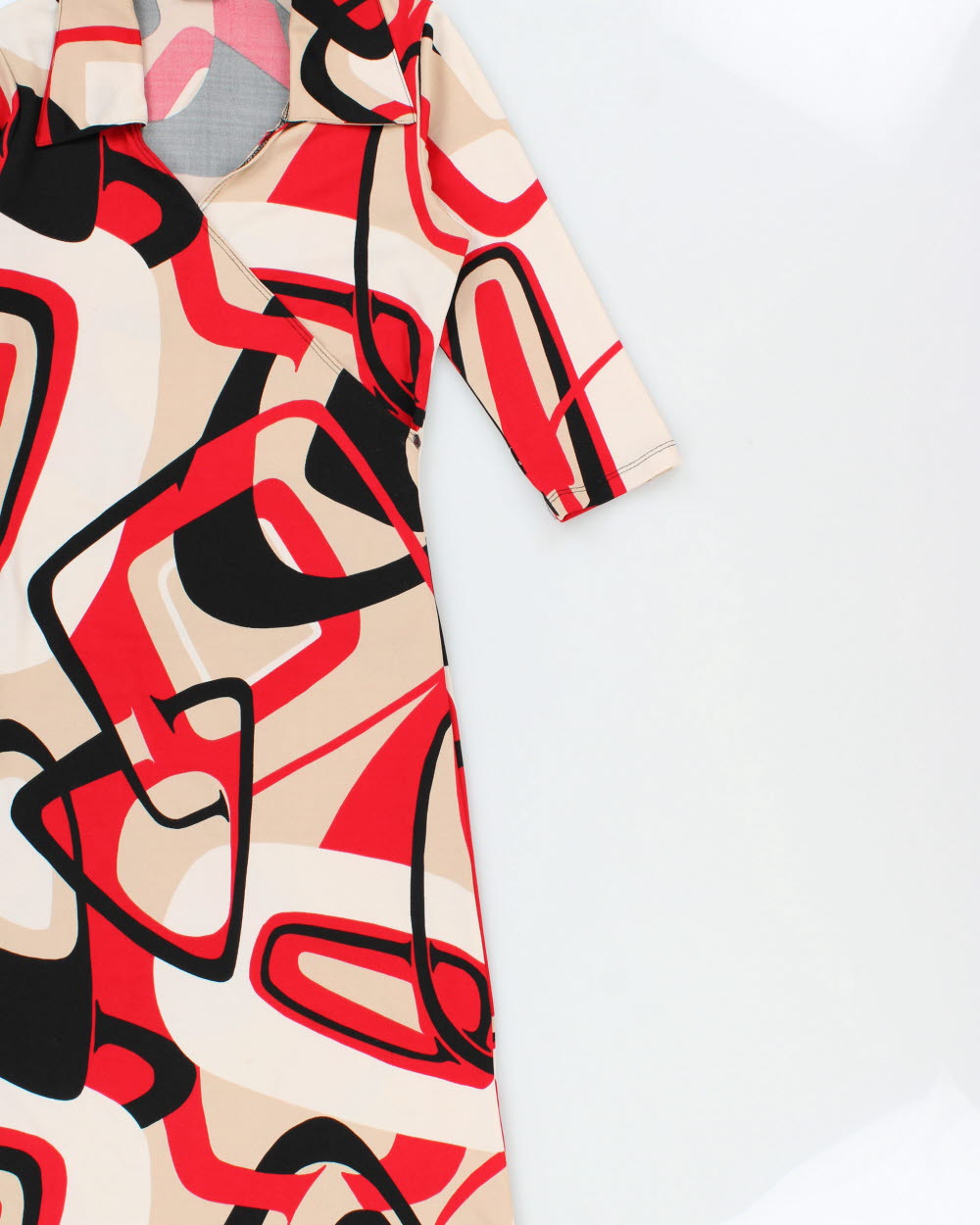 Vintage 1990s Le Chateau Wrap Style Collared 3/4 Length Sleeve Dress - M